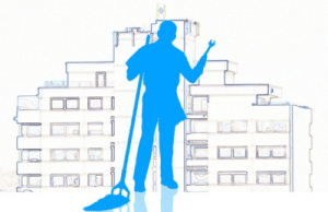 Picture of Janitorial employee with a mop