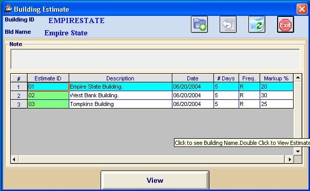 Multiple Locations Screen in Job Estimator software