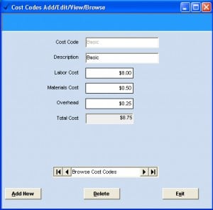 Cost Codes in estimating software