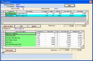 Estimating Screen in Job Estimator software