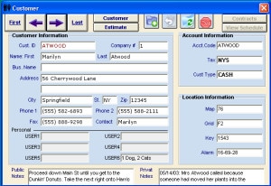 Customer screen in Job Estimator